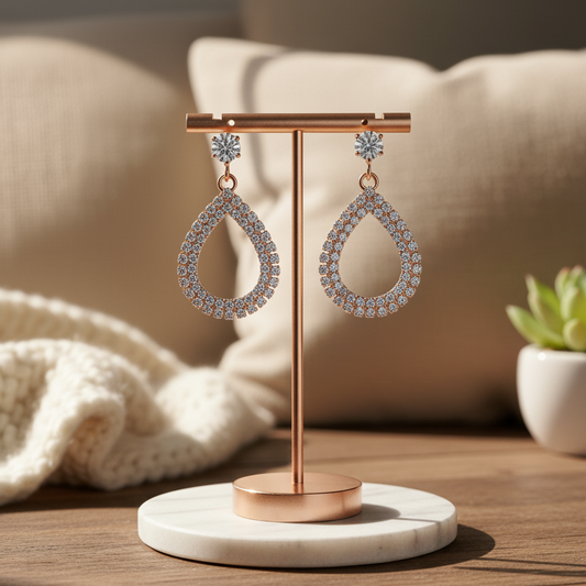Dazzling Rose Gold Teardrop Pavé Earrings