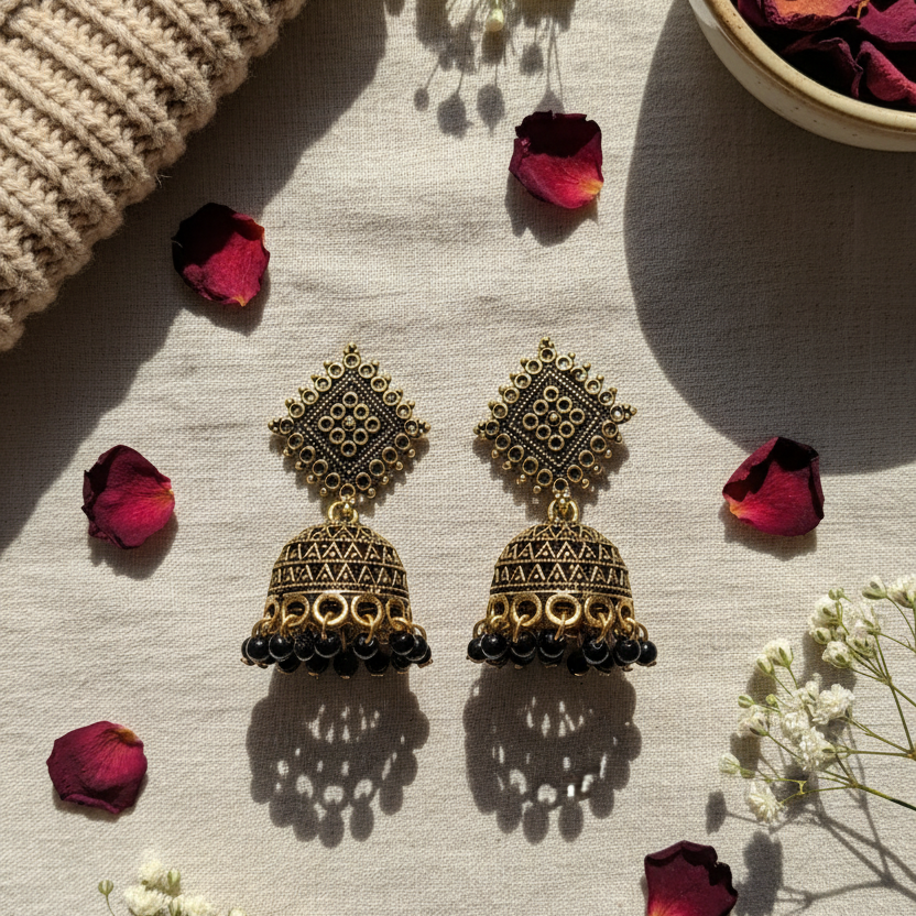 Oxidized Black Metal Jhumka