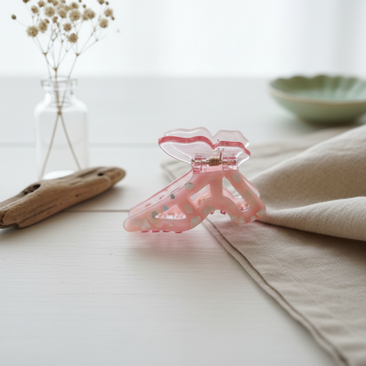 Sweet & Playful: Pink Iridescent Mini Butterfly Claw Clip