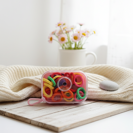 Vibrant & Colorful Seamless Hair Ties | Gentle Elastic Hair Bands for Ponytails & Braids | Convenient Storage Case Included