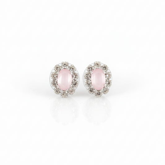 Spring Garden" Pastel Choker & Stud Set | Silver-Tone Necklace with Pink & Mint Crystals