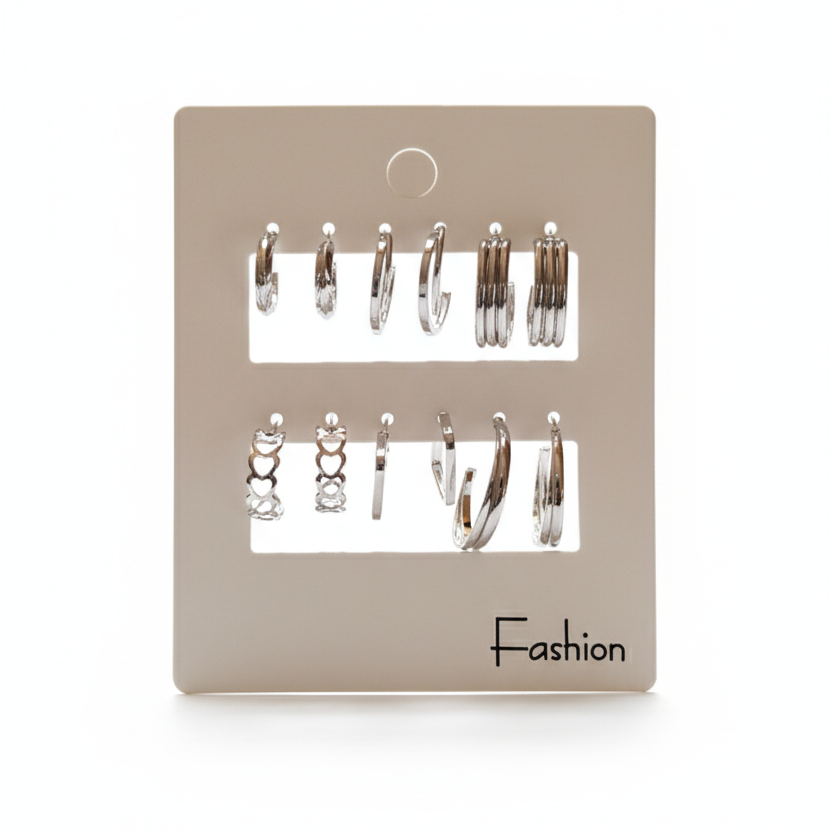 Silver Tone Hoop & Huggie Earring Set - Curated Stack Pack