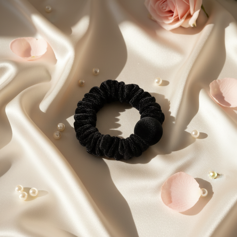Black Velvet Ball Scrunchie