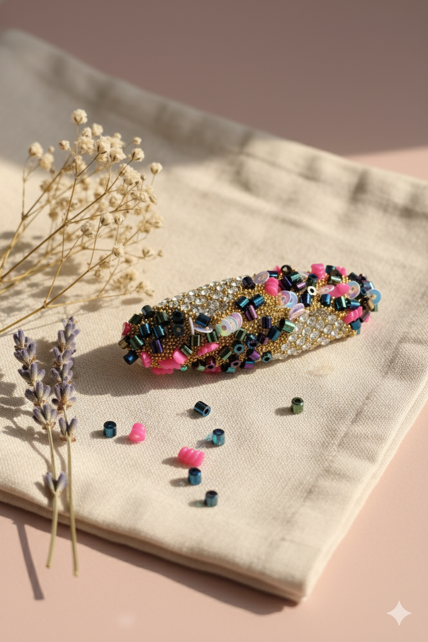 Vibrant Pink & Teal Statement Saree Pin