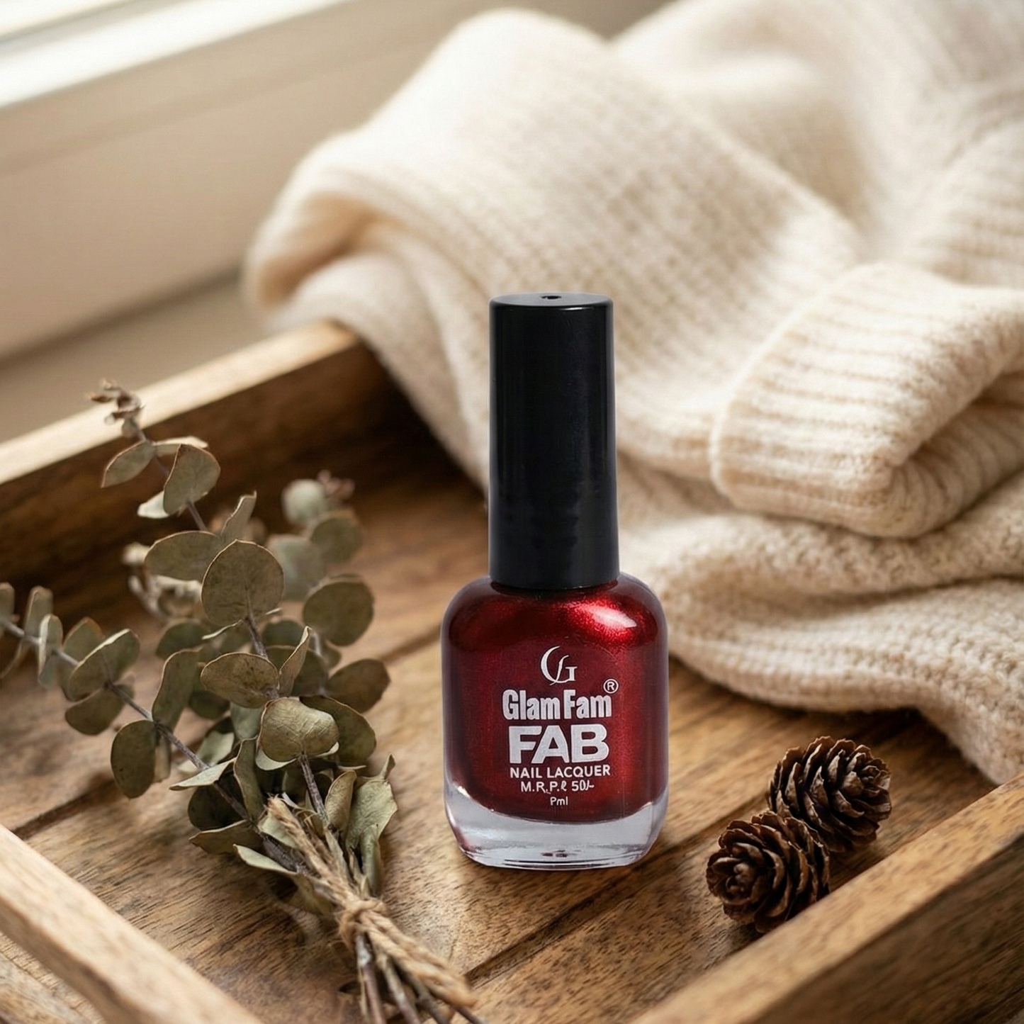 Glam Fam FAB Nail Lacquer – Metallic Ruby Red (7ml)