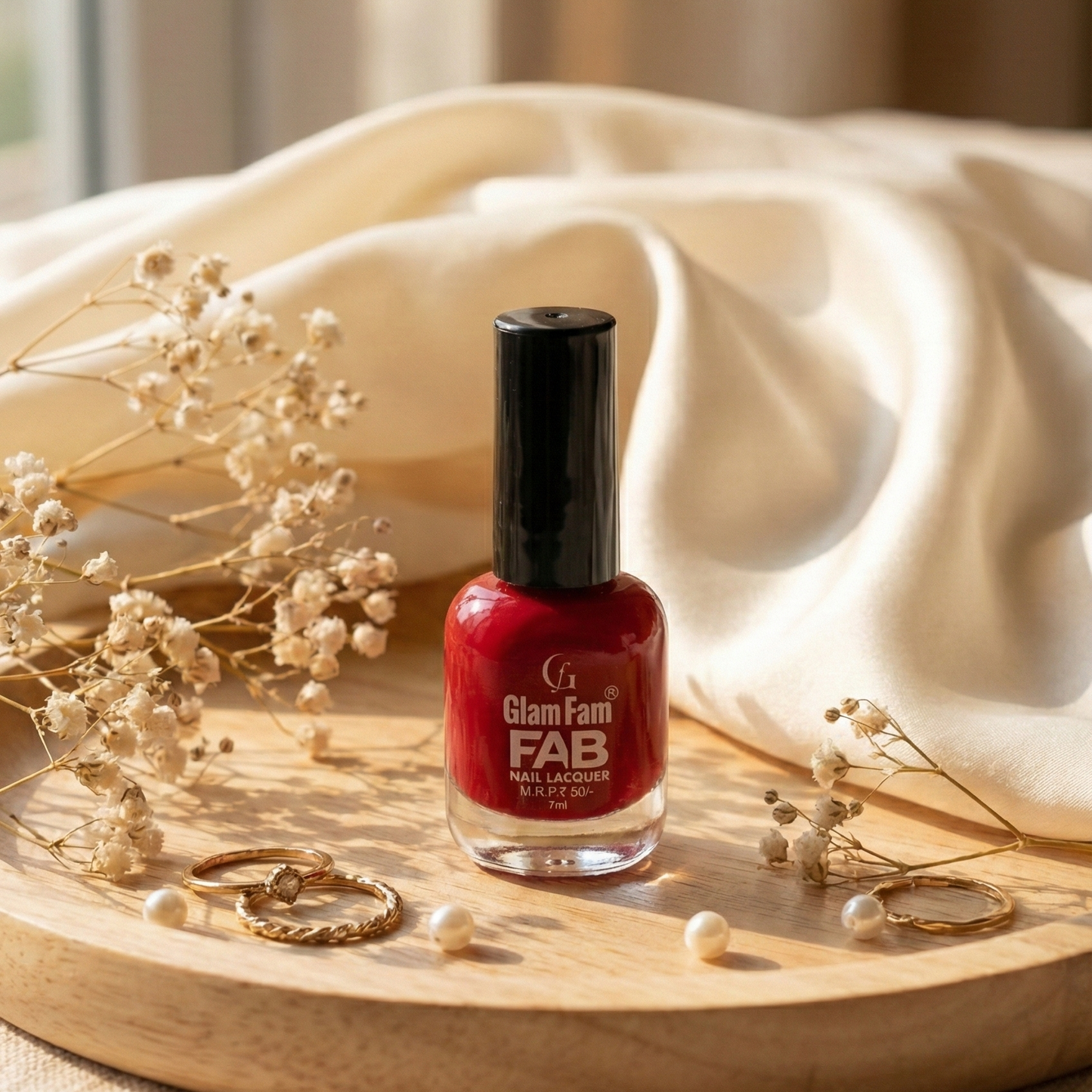 Glam Fam FAB Nail Lacquer – Crimson Red (7ml)