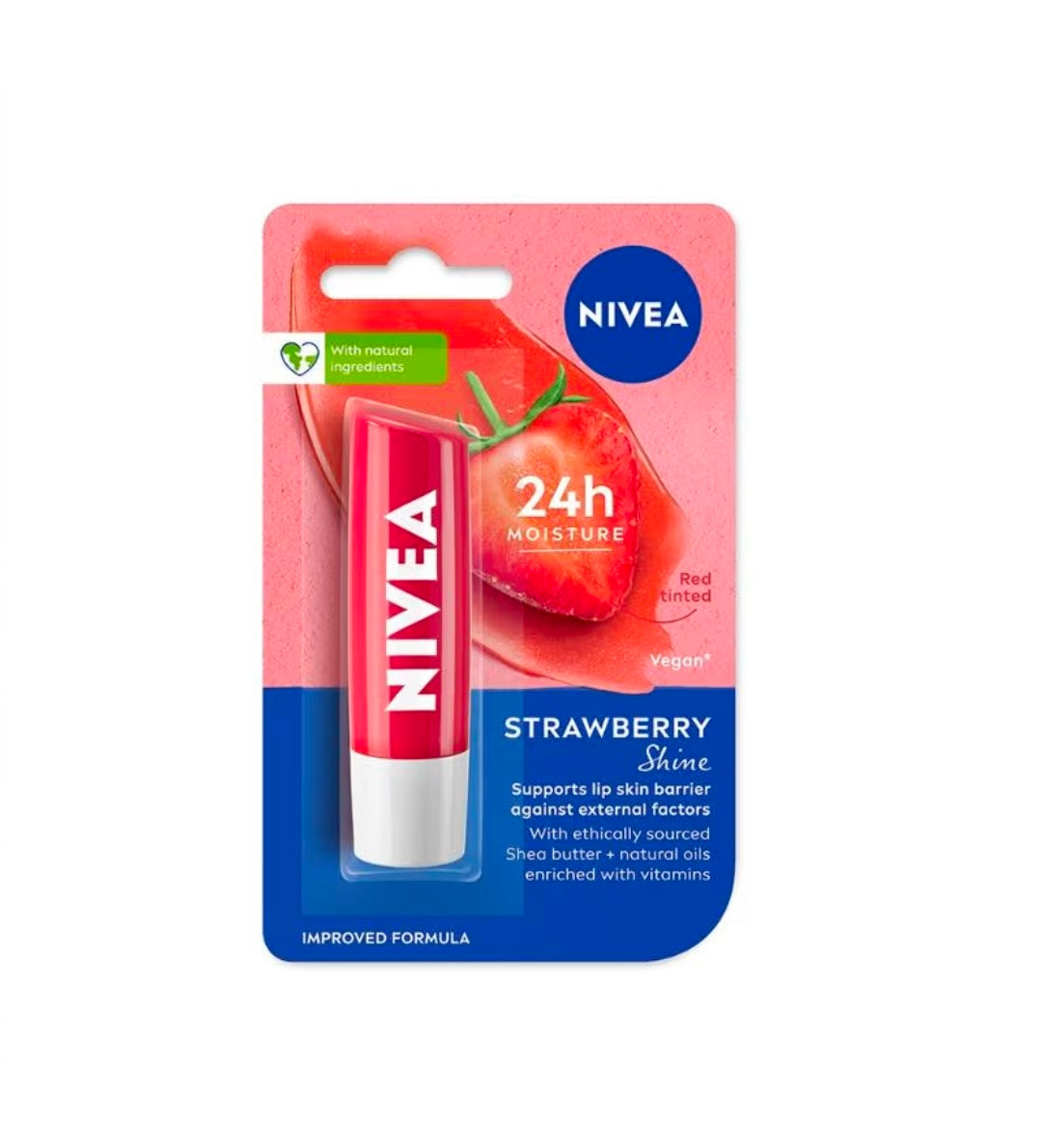 NIVEA
Tinted Lip Balm with Natural oils & 24H melt-in moisture- Fruity Strawberry Shine
(4.8gm)