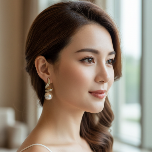 Modern Pearl Drop Earrings