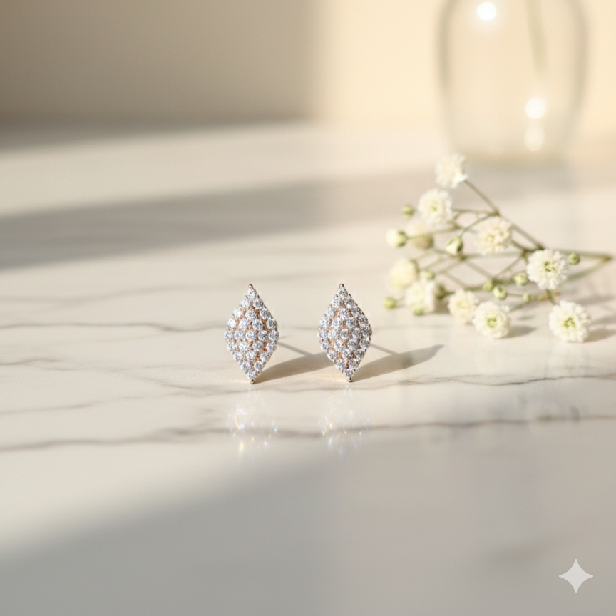 CZ Drop Stud Earrings