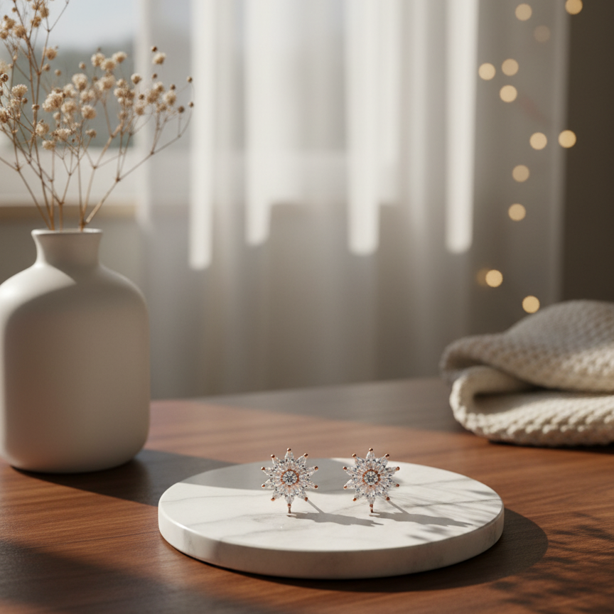 Dazzling Starburst CZ Cluster Stud Earrings