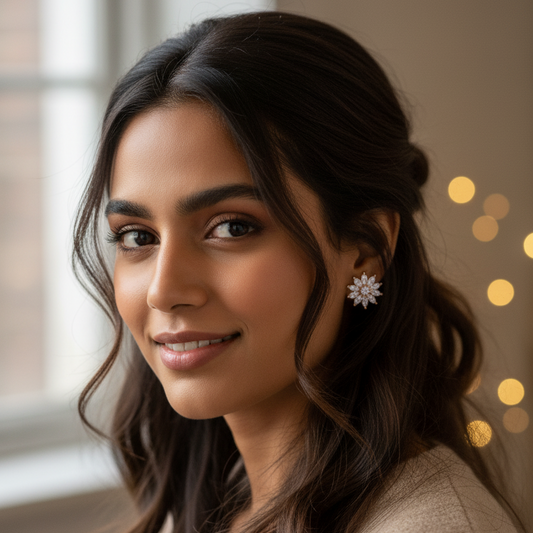 Dazzling Starburst CZ Cluster Stud Earrings