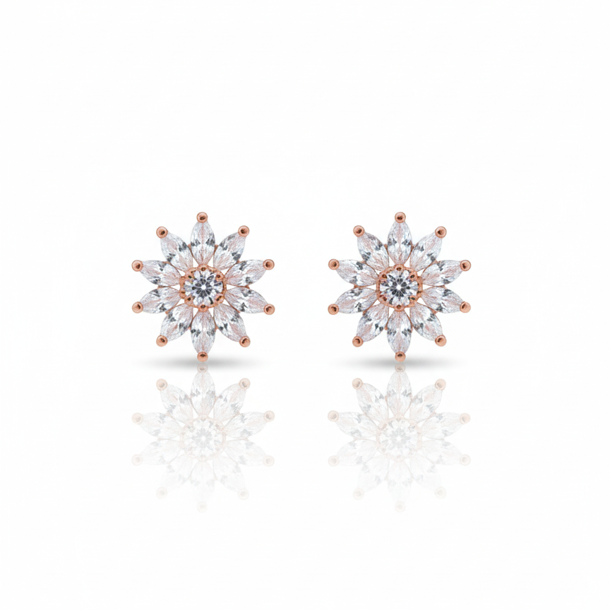 Dazzling Starburst CZ Cluster Stud Earrings