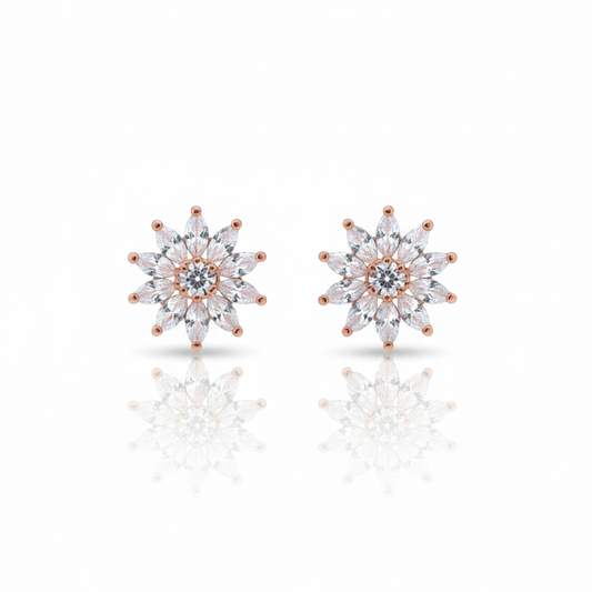Dazzling Starburst CZ Cluster Stud Earrings
