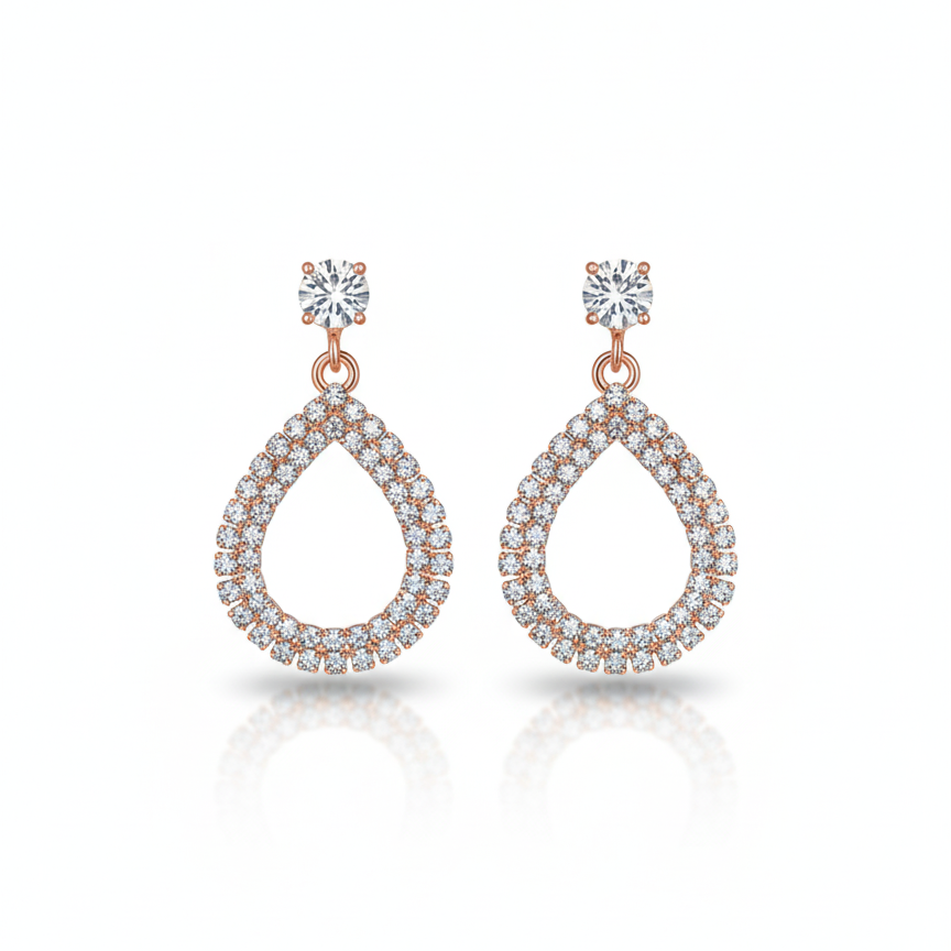 Dazzling Rose Gold Teardrop Pavé Earrings