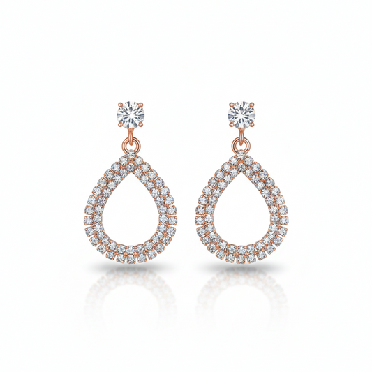 Dazzling Rose Gold Teardrop Pavé Earrings