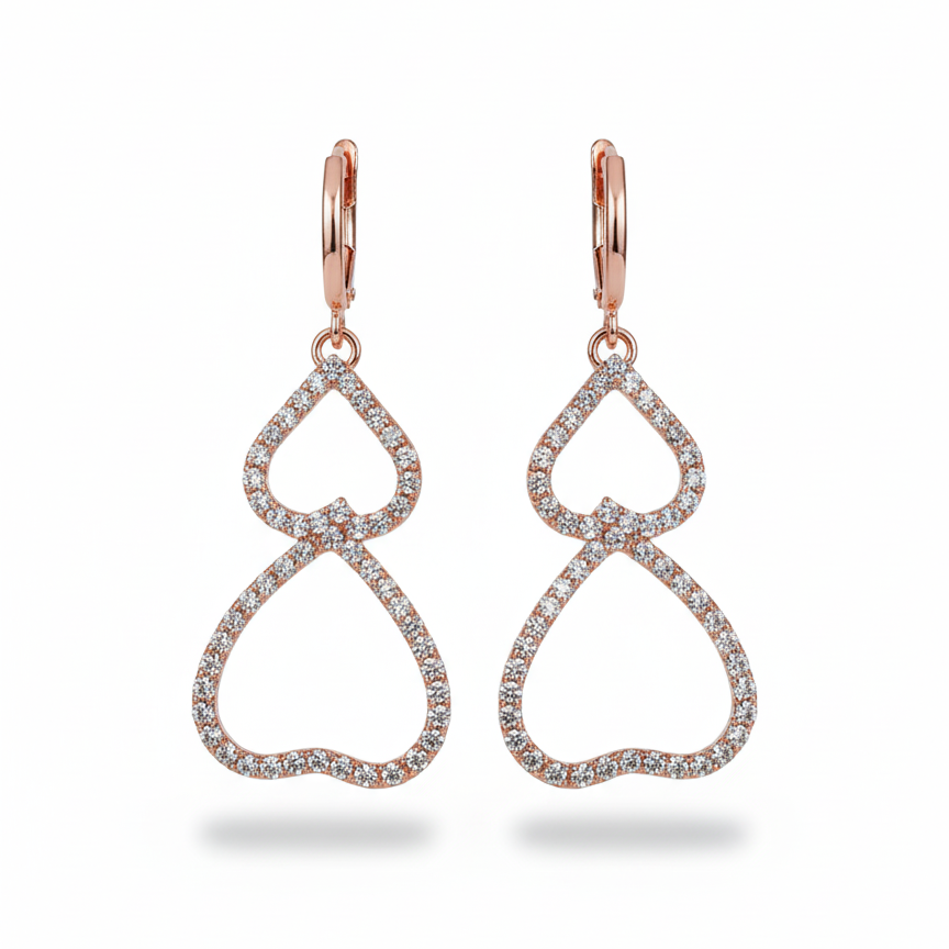 Elegant Rose Gold Infinity Loop Drop Earrings