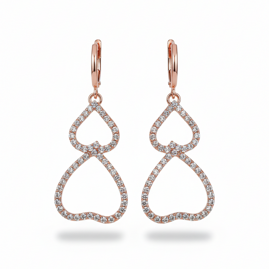 Elegant Rose Gold Infinity Loop Drop Earrings