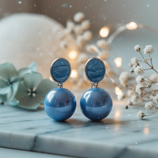 Chic Blue Enamel Drop Earrings - Modern & Playful