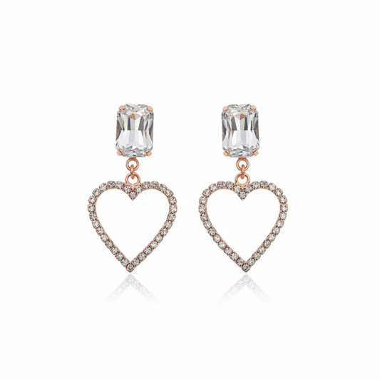 Sparkling Crystal Heart Drop Earrings