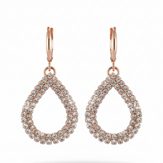 Dazzling Rose Gold Crystal Teardrop Earrings