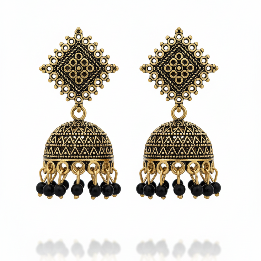 Oxidized Black Metal Jhumka