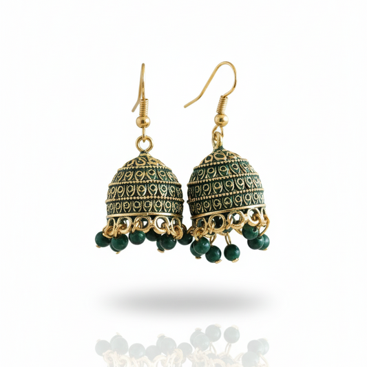 Emerald Green Ghungroo Jhumka