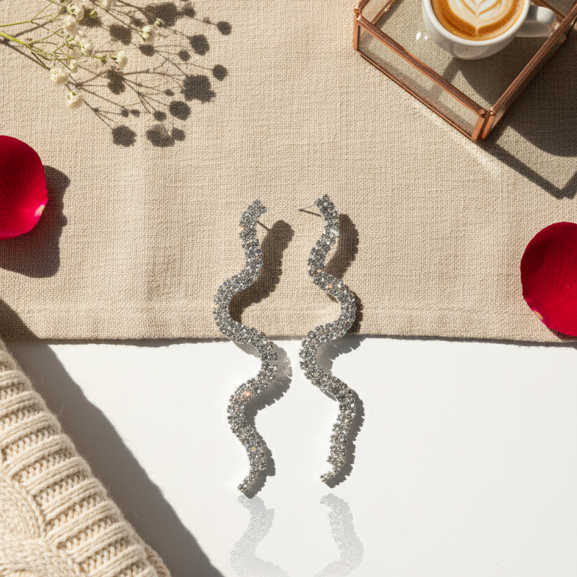 "Sleek Line" Horizontal Bar Drop Studs