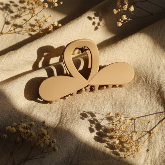 Elegant Matte Nude Bow Hair Claw Clip