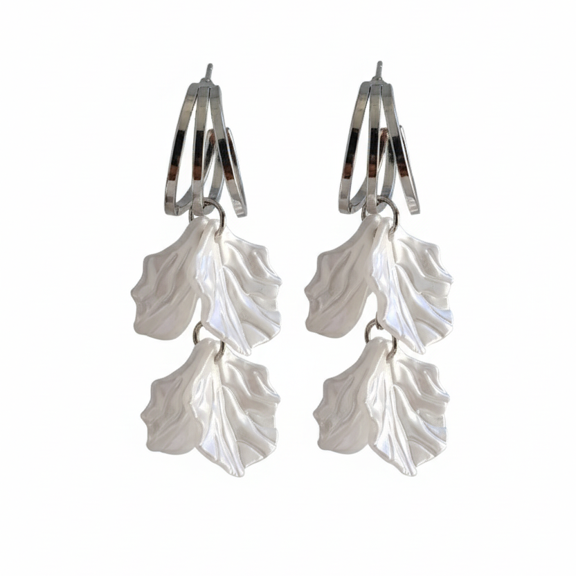 Ethereal Petal Drop Hoop Earrings