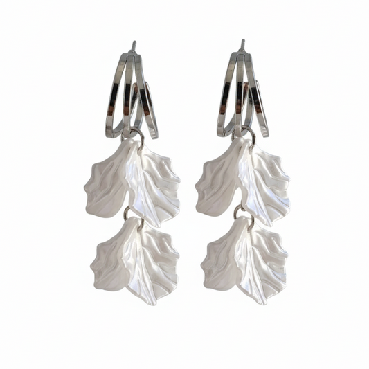 Ethereal Petal Drop Hoop Earrings