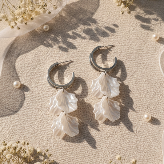 Ethereal Petal Drop Hoop Earrings