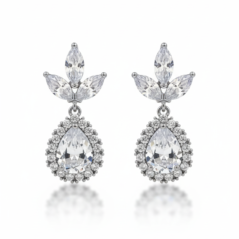 Bridal Marquise and Pear-Cut Drop Earrings