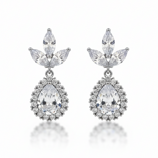 Bridal Marquise and Pear-Cut Drop Earrings