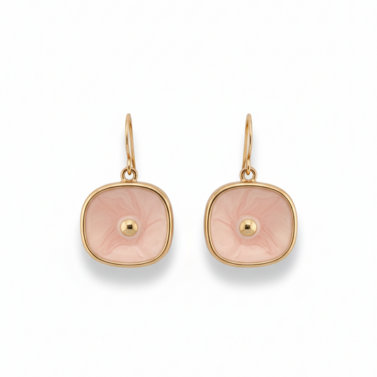Enamel Flower Drop Earrings (Gold-Tone)