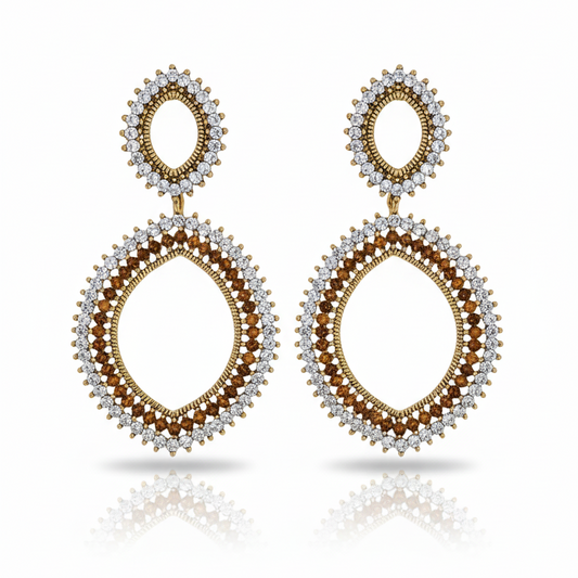 Opulent Two-Tone Oval Statement Drop Earrings