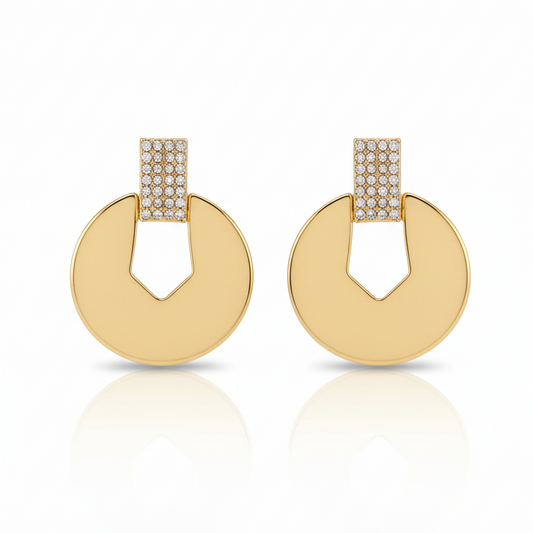 Modern Geometric Gold-Tone & Pave Drop Earrings