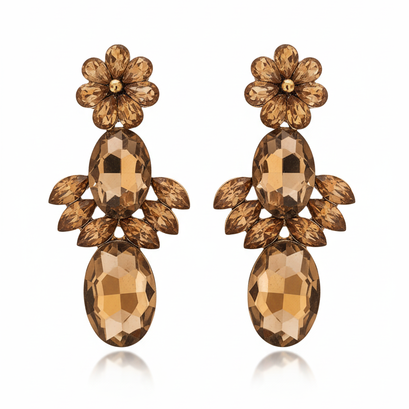 Autumn Glory Crystal Flower Drop Earrings