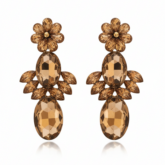 Autumn Glory Crystal Flower Drop Earrings