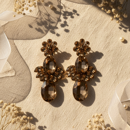 Autumn Glory Crystal Flower Drop Earrings