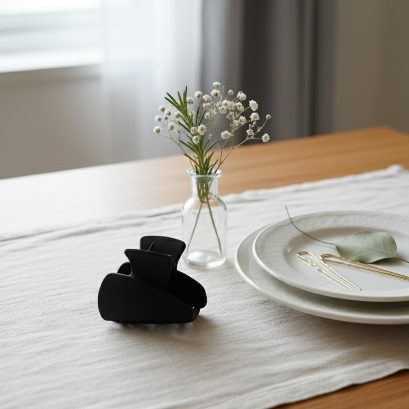 Minimalist & Modern: Sleek Black Matte Hair Claw