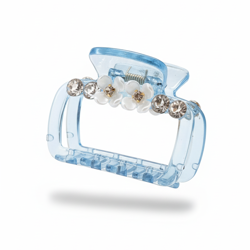 Chic & Delicate: Pastel Blue Acrylic Floral Mini Hair Clip