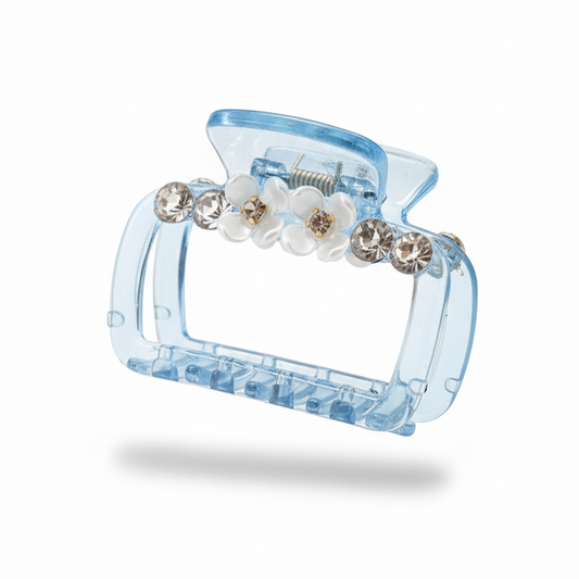 Chic & Delicate: Pastel Blue Acrylic Floral Mini Hair Clip