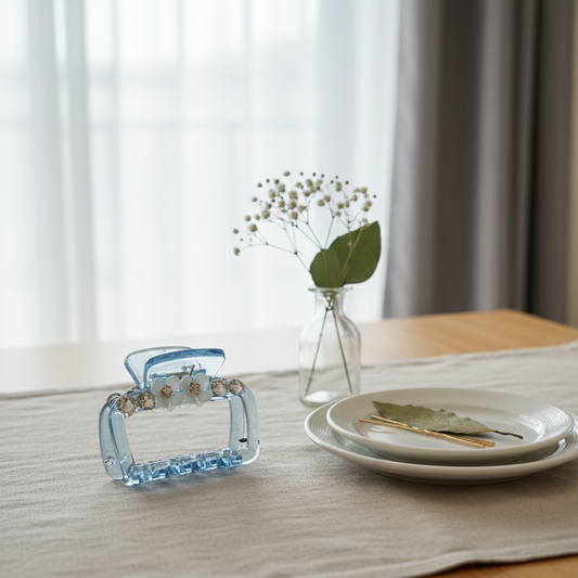 Chic & Delicate: Pastel Blue Acrylic Floral Mini Hair Clip