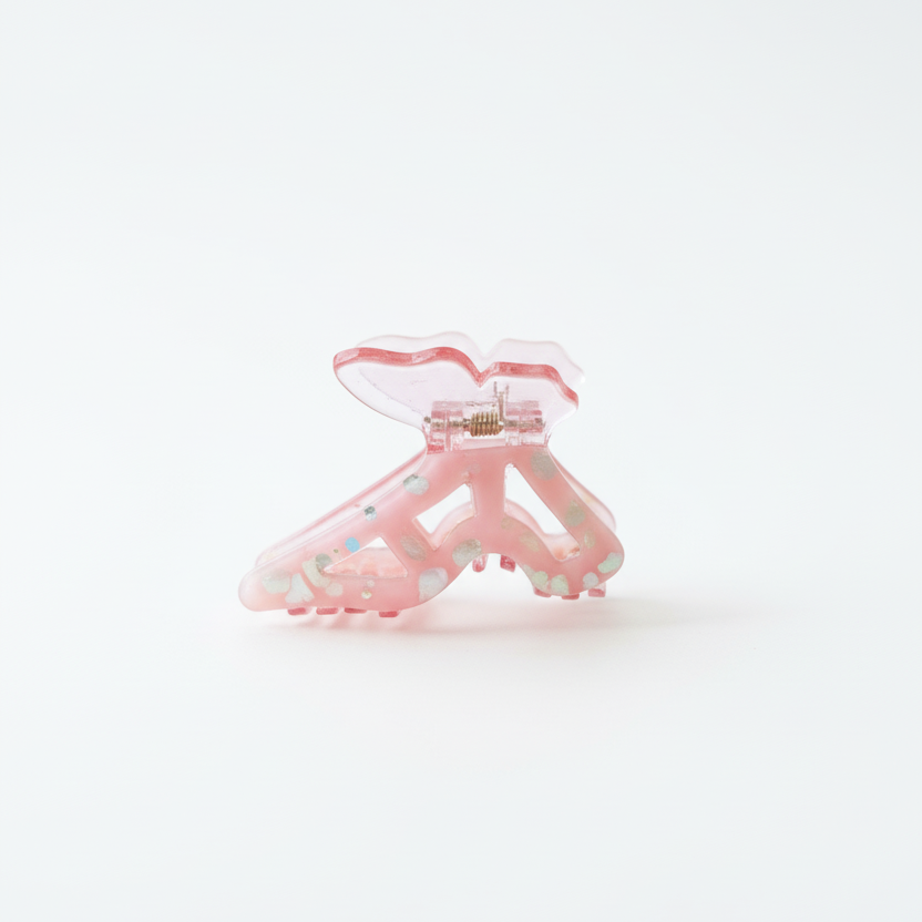 Sweet & Playful: Pink Iridescent Mini Butterfly Claw Clip