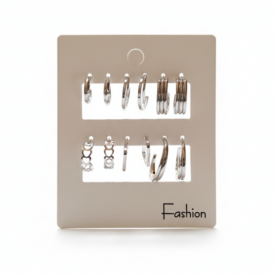 Silver Tone Hoop & Huggie Earring Set - Curated Stack Pack