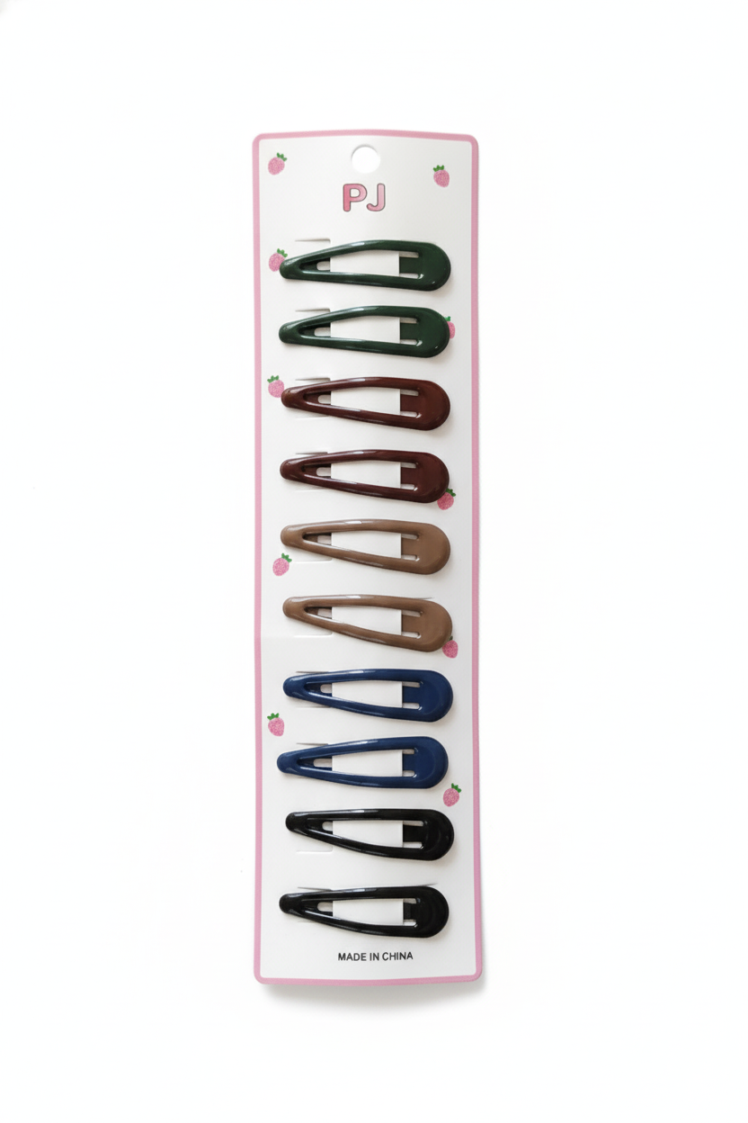 Neutral & Jewel Tone Snap Clip Set - Jumbo Hair Barrettes