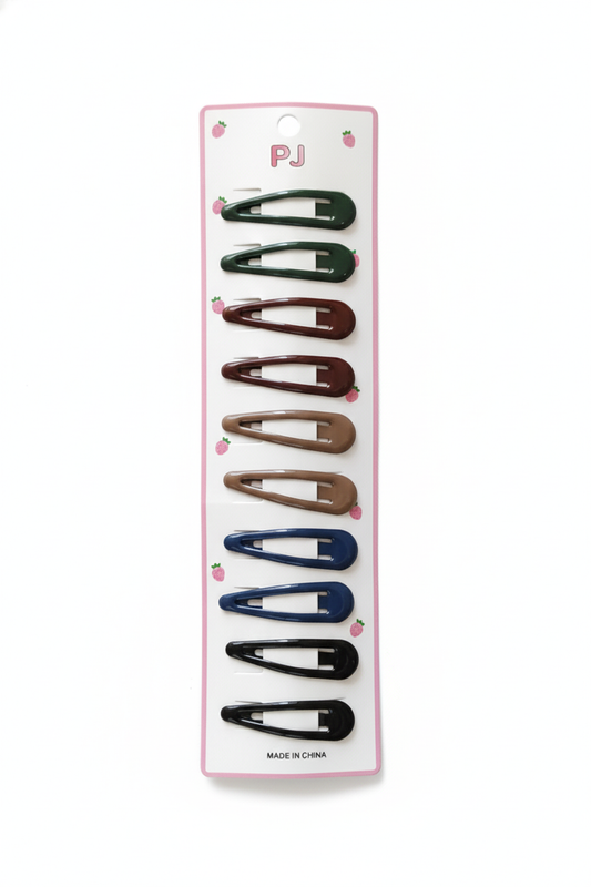 Neutral & Jewel Tone Snap Clip Set - Jumbo Hair Barrettes