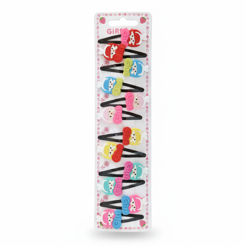 Colorful Skateboard & 'GIRL' Snap Hair Clip Set