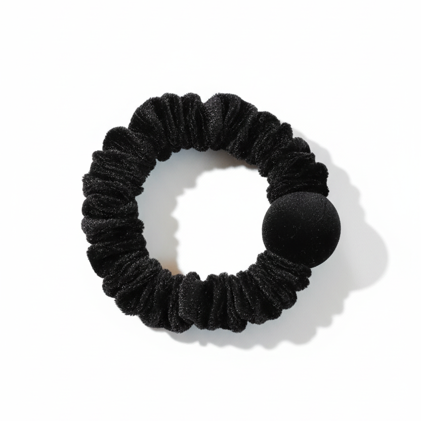 Black Velvet Ball Scrunchie