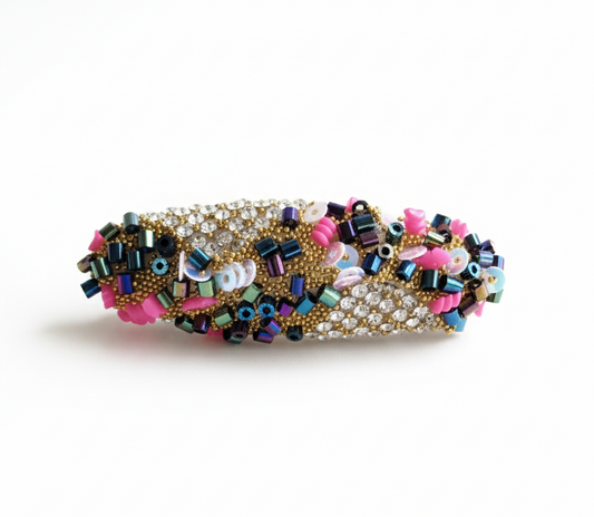 Vibrant Pink & Teal Statement Saree Pin